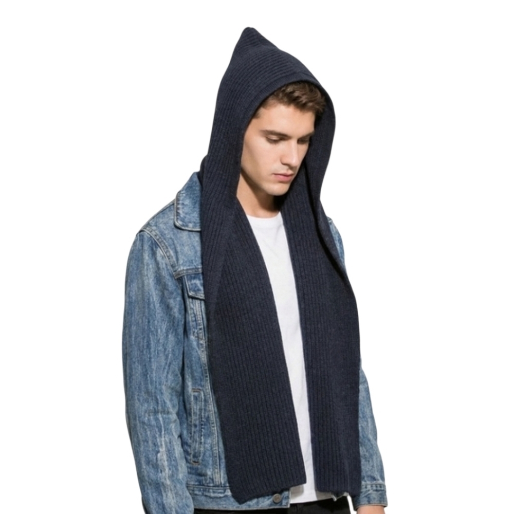 Hooded Scarf in Deep Blue